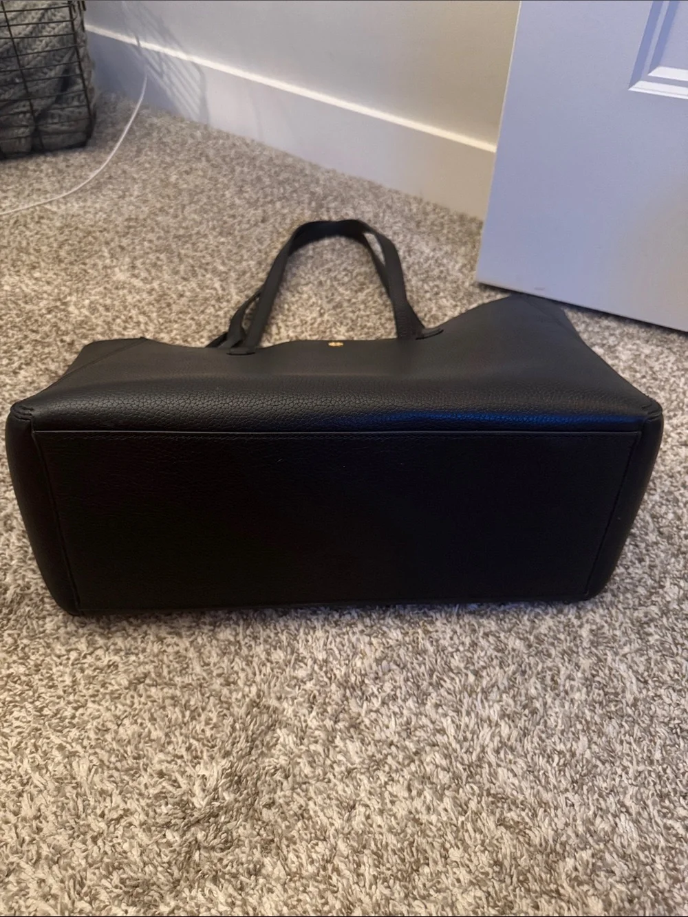 Tory Burch Black Leather Tote with Gold Logo